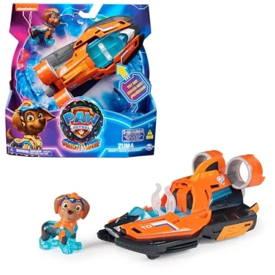 Abbildung von PAW PATROL: Der Mighty Kinofilm, Superhelden Basis Fahrzeug von Zuma mit Welpenfigur, Speedboot Licht und Geräuscheffekten, Spielzeug geeignet für Kinder ab 3 Jahren