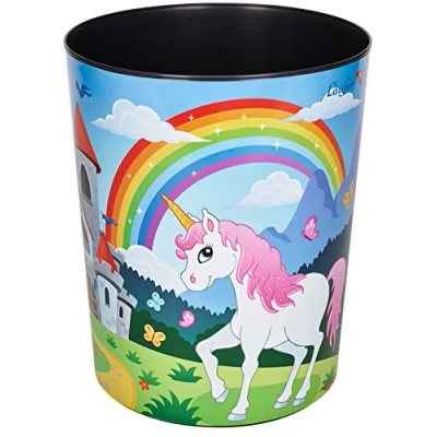 Abbildung von Läufer 26664 Papierkorb Einhorn, 13 Liter Mülleimer, perfekt für das Kinderzimmer, rund, stabiler Kunststoff, Abfalleimer Kinder