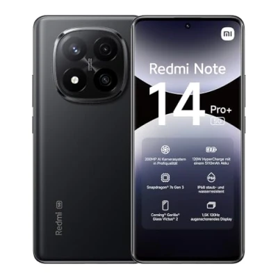 Abbildung von Xiaomi Redmi Note 14 Pro+ 5G Smartphone, 8 + 256GB, Black, 200MP professionelle AI Kamera, IP68, 120W HyperCharge, Funktionen (kein Ladegerät enthalten)