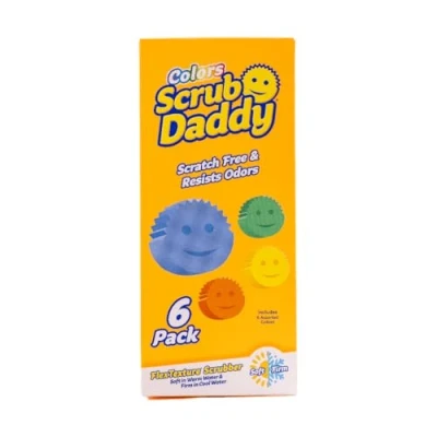 Abbildung von Scrub Daddy Colors Spülschwamm, Putzschwämme im Multipack Texturveränderung, kratzfreier Schmutzradierer Schwamm für die Küche, geruchsresistent, Küchenschwamm spülmaschinenfest 6 er Pack