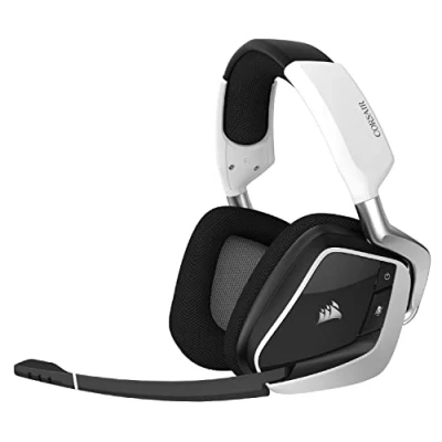 Abbildung von Corsair VOID ELITE Wireless Gaming Headset (virtueller 7.1 Surround Sound, 2,4 GHz WLAN mit geringer Latenz, 12 Meter Reichweite, anpassbare RGB Beleuchtung PC, PS4 Kompatibilität) — Weiß