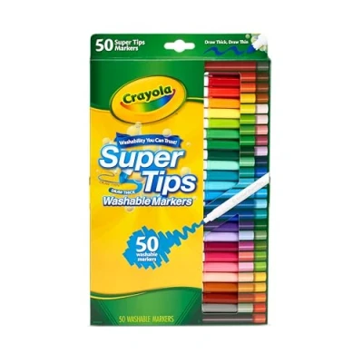Abbildung von Crayola Supertips Filzstifte Kinder Auswaschbar, Malstifte Set in 50 verschiedenen Farbtönen, Ungiftige mit konischer Spitze, Bastel Set, Fasermaler Kinder, ab 3 Jahre