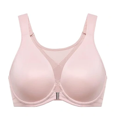 Abbildung von DELIMIRA Damen Haltungskorrektur BH mit Vorderverschluss Große Brüste Starker Halt Bügel Soft Tiefen Ausschnitt Nacktes Rosa 100C