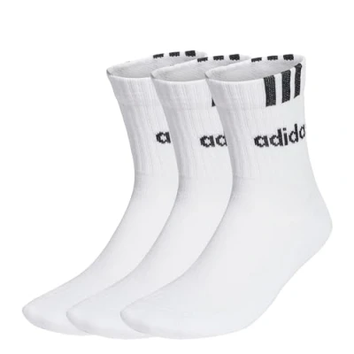 Abbildung von adidas Unisex 3 Stripes Linear Half Crew Cushioned Socks Pairs, White/Black, 6.5 8