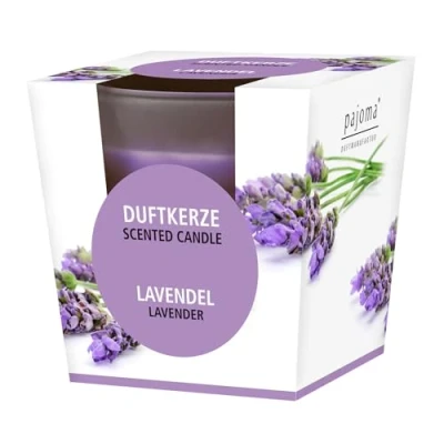 Abbildung von pajoma® Duftkerze, Lavendel im satinierten Glas 120g Wachsgewicht, Brenndauer: 25 Stunden, in edler Geschenkverpackung Premium Qualität