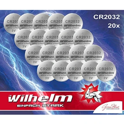 Abbildung von 20 x Knopfzelle CR2032 Wilhelm Batterie Lithium 3V CR 2032 Industrieware…