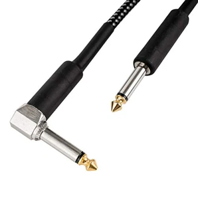 Abbildung von CASCHA Gitarrenkabel 6.3mm, Länge 3m, Professionelles Instrumentenkabel, Klinke auf Winkelklinke, Electric Guitar Amp Cable (Straight to Angled Jack), Schwarz