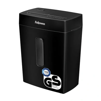 Abbildung von Fellowes Aktenvernichter, Papierschredder für 8 Blatt Partikelschnitt, Aktenvernichter P4, Schredder Zuhause und Homeoffice, 15L Papierkorb, verarbeitet Kreditkarten, Heftklammern, Schwarz