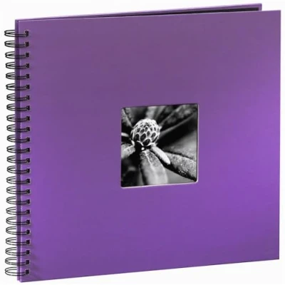 Abbildung von Hama Fotoalbum Jumbo 36x32 cm (Spiral Album mit 50 schwarzen Seiten, Fotobuch Pergamin Trennblättern, zum Einkleben und Selbstgestalten) lila