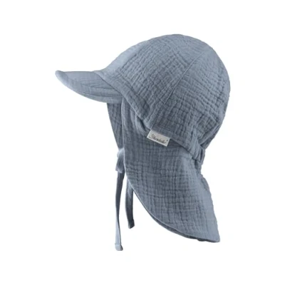 Abbildung von Sterntaler Schirmmütze Nacken Musselin Unisex Mütze aus Baumwoll (Bio) UV Schutz 50+ Sonnenhut mit Nackenschutz Baby und Kinder Sommer Kopfbedeckung zum Binden graublau, Größe 53