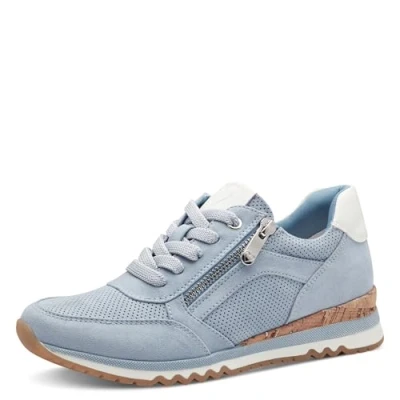 Abbildung von MARCO TOZZI Damen Sneaker flach mit Reißverschluss Vegan, Blau (Polar Comb), 36 EU