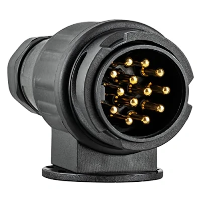 Abbildung von Anhänger Stecker mit Dichtung 13 polig Kunststoff Kupplungsdose PKW 12 24 Volt Schraubkontakt nach ISO 11446