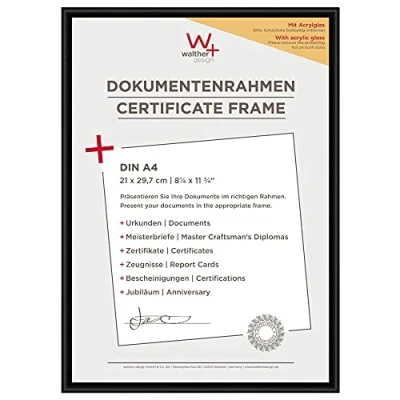 Abbildung von walther design Bilderrahmen schwarz 21 x 29,7 cm (DIN A4) mit Kunstglas, New Lifestyle Kunststoffrahmen KVX130B