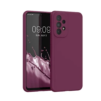 Abbildung von kwmobile Hülle kompatibel mit Samsung Galaxy A33 5G Silikon Handy Case Handyhülle weiche Oberfläche kabelloses Laden Bordeaux Violett