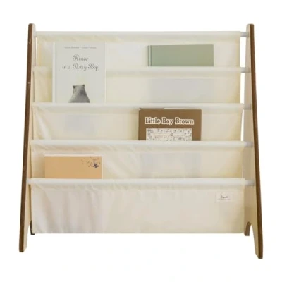 Abbildung von 3 Sprouts Kinder Bücherregal aus Holz Montessori Regal für Kinderzimmer Creme