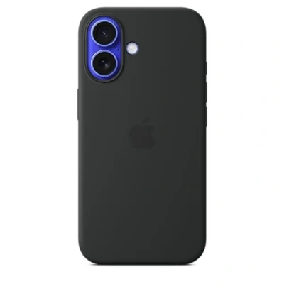 Abbildung von Apple Silikon Back Cover Schwarz MagSafe iPhone 16