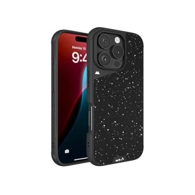 Abbildung von Mous Hülle für iPhone 16 Pro Max MagSafe Kompatibel Case Limitless 6.0 Gesprenkelter schwarzer Stoff Stoßfeste Handyhülle
