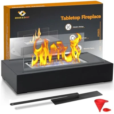 Abbildung von BRIAN &amp; DANY Tischkamin Tragbarer Bio Ethanol Kamin Tischfeuer mit Löschhilfe und Trichter für Indoor Outdoor