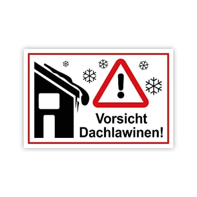 Abbildung von Vorsicht ! Dachlawinen Schild 20 x 30 cm aus stabiler PVC Hartschaumplatte 3mm mit UV Schutz von STROBO