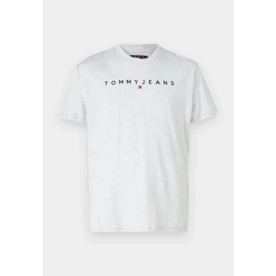 Abbildung von Tommy Jeans Linear LOGO TEE Tshirt print, Herren, Größe: 44, Silver grey