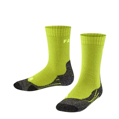 Abbildung von FALKE Unisex Kinder Wandersocken TK2 K SO Wolle Funktionsmaterial antiblasen dick 1 Paar, Gelb (Lime 7601), 31 34