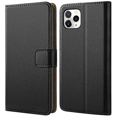 Abbildung von HOOMIL MagFlip Handyhülle für iPhone 11 Pro Max Hülle, [Erstklassige Verarbeitung] Premium Leder Klappbar Case Schutzhülle Kompatibel mit Tasche Schwarz