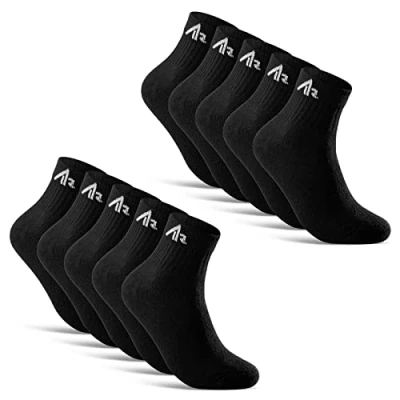 Abbildung von 10 Paar i1R kurze Sportsocken Quarter Tennissocken Herren Baumwolle 10301 (43 46 Schwarz Kurz)