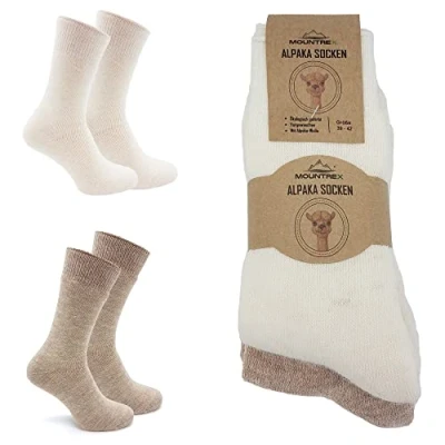 Abbildung von MOUNTREX Alpaka Socken, Wollsocken für Damen, Herren Wintersocken, Warme Haussocken, Thermosocken Kuschelsocken 2 Paar, Grau/Anthrazit (Dick Thermo), 47 50