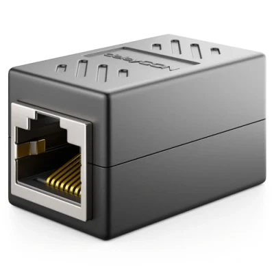 Abbildung von deleyCON 1x CAT6 Kupplung Verbinder Netzwerkkabel Patchkabel Ethernet Kabel Adapter Modular Geschirmt 2X RJ45 Buchse DSL LAN Schwarz