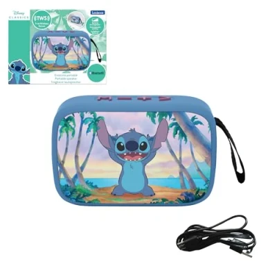 Abbildung von Lexibook, Disney Stitch, Tragbarer Bluetooth Lautsprecher, kabellos, USB C, SD/TF Karte, wiederaufladbarer Akku, blau, BT018D