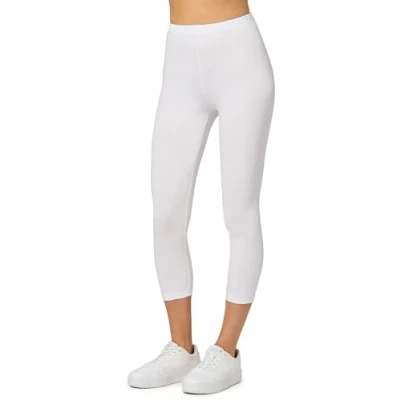 Abbildung von Merry Style Damen 3/4 Leggings Capri aus Baumwolle Sportleggings MS10 199 (Weiß, XXL)