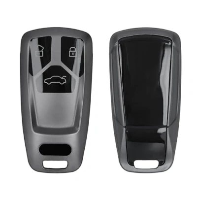 Abbildung von kwmobile Autoschlüssel Hülle kompatibel mit Audi 3 Tasten Smartkey (nur Keyless Go) Schlüsselhülle Silikon Cover Schwarz matt