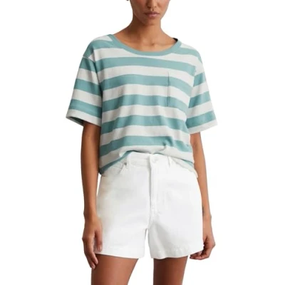 Abbildung von Marc O&#039;Polo Short Sleeve Round NECK Striped Tshirt print, Damen, Größe: XS, Multi pure teal