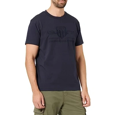 Abbildung von Gant Herren REG Tonal Shield SS T Shirt, Evening Blue, XXL