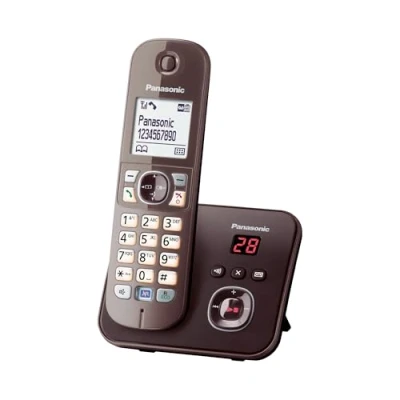 Abbildung von Panasonic KX TG6821GA DECT Schnurlostelefon mit Anrufbeantworter (strahlungsarm, Eco Modus, GAP Telefon, Festnetz, Anrufsperre) mocca braun