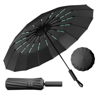 Abbildung von LENDOO Regenschirm Sturmfest,Kompakter Faltbarer sturmfest Automatik Groß Taschenschirm mit 16 Rippen,210T Teflon Beschichtung,Windsicher Anti UV Sonnenschirm
