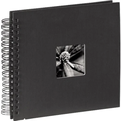 Abbildung von Hama Fotoalbum 28x24 cm (Spiral Album mit 50 schwarzen Seiten, Fotobuch Pergamin Trennblättern, zum Einkleben und Selbstgestalten) schwarz
