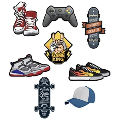 Abbildung von 8 Stück Aufnäher für Kinder zum Aufbügeln auf der Kleidung, Reparieren und Dekorieren von Hosen, Jacken, Pullover, Rucksäcken, Bademänteln, (Game King)