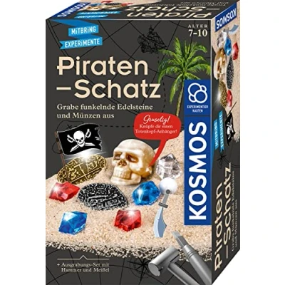 Abbildung von KOSMOS 657888 Piraten Schatz Experimentierset, Ausgrabungs Set für Kinder ab 7 Jahren, Schatzsucher, Fundstücke, Gipsblock, Geologie, Mitbringsel, Geschenk