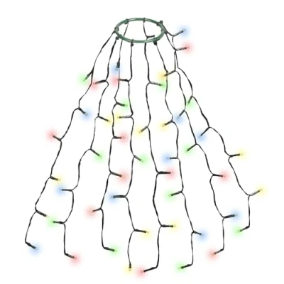 Abbildung von SALCAR 0,6m Christbaumbeleuchtung mit Ring und 8 Girlanden, 48er LED Überwurf Lichterkette Weihnachtsbaum Wasserdicht Weihnachtsbeleuchtung für 60cm, 90cm, 120cm, Tannenbaum Bunt