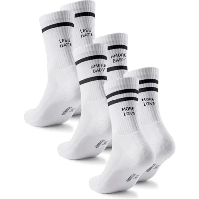 Abbildung von Occulto Damen &amp; Herren Statement Tennis Socken 3er Pack (Modell: Leo) Love 43 46