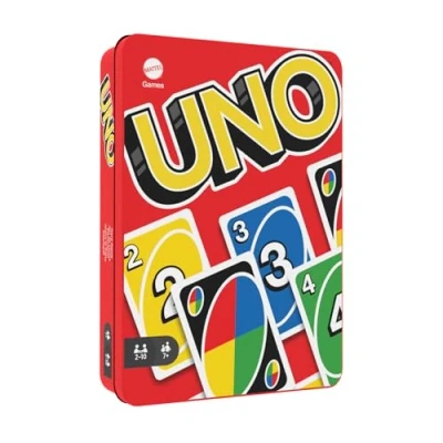 Abbildung von Mattel Games UNO Kartenspiel, mit 112 Karten in hochwertiger Metallbox, exklusive Sammlerdose, Gesellschaftsspiel, Spielzeug ab 7 Jahren, HGB63