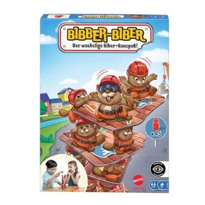 Abbildung von Mattel Games Biber Bauspaß für Spieleabende mit Familie und Freunden, Reisen Camping, HPW60