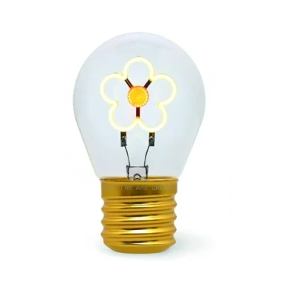 Abbildung von LEGAMI Glühbirnenförmige Tischlampe, wiederaufladbar mit USB Kabel, kabellos, Glühbirnen Fiktion, Daisy Thema, 6,8 x 10,3 cm