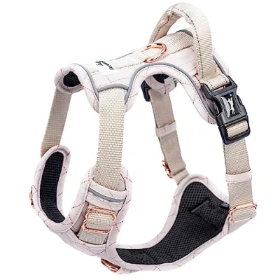 Abbildung von FREUDENTIER® Hundegeschirr mit atmungsaktiver Polsterung Bombenfester Sitz Anti Zieh Brustgeschirr für große, mittelgroße und kleine Hunde (XS)