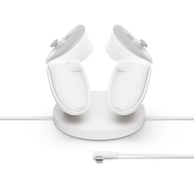 Abbildung von Kompakte Ladestation für Meta Quest mit 3/3S kompatibel verlängertes Headset Ladekabel kabelloses Aufladen von Touch Plus Controllern