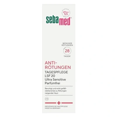 Abbildung von SEBAMED Anti Rötungen parfumfreie Tagespflege mit LSF 20, mindert im Gesicht, als Rosacea Gesichtspflege geeignet, parfumfrei, gegen Hautrötungen, Creme 50 ml