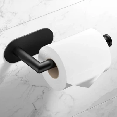 Abbildung von HITSLAM Toilettenpapierhalter Ohne Bohren, matt schwarz Klopapierhalter SUS304 Edelstahl für Küche und Badzimmer