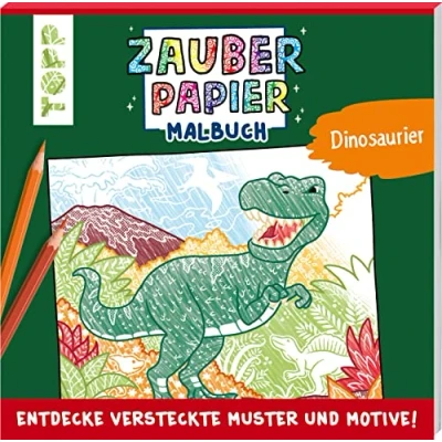 Abbildung von Zauberpapier Malbuch Dinosaurier: Entdecke versteckte Muster und Motive!