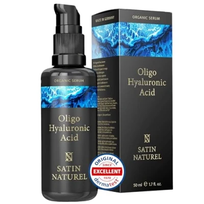 Abbildung von Hyaluron Serum hochdosiert 50ml Premium Hyaluronsäure 100% Vegan Hyaluronic Acid Gesichtsserum Männer &amp; Frauen Anti Aging Falten Gesichtspflege Satin Naturel